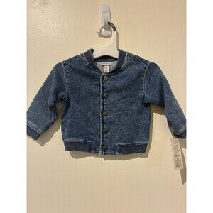 NWT Cat & Jack Blue Denim Bomber Jacket - 6-9M